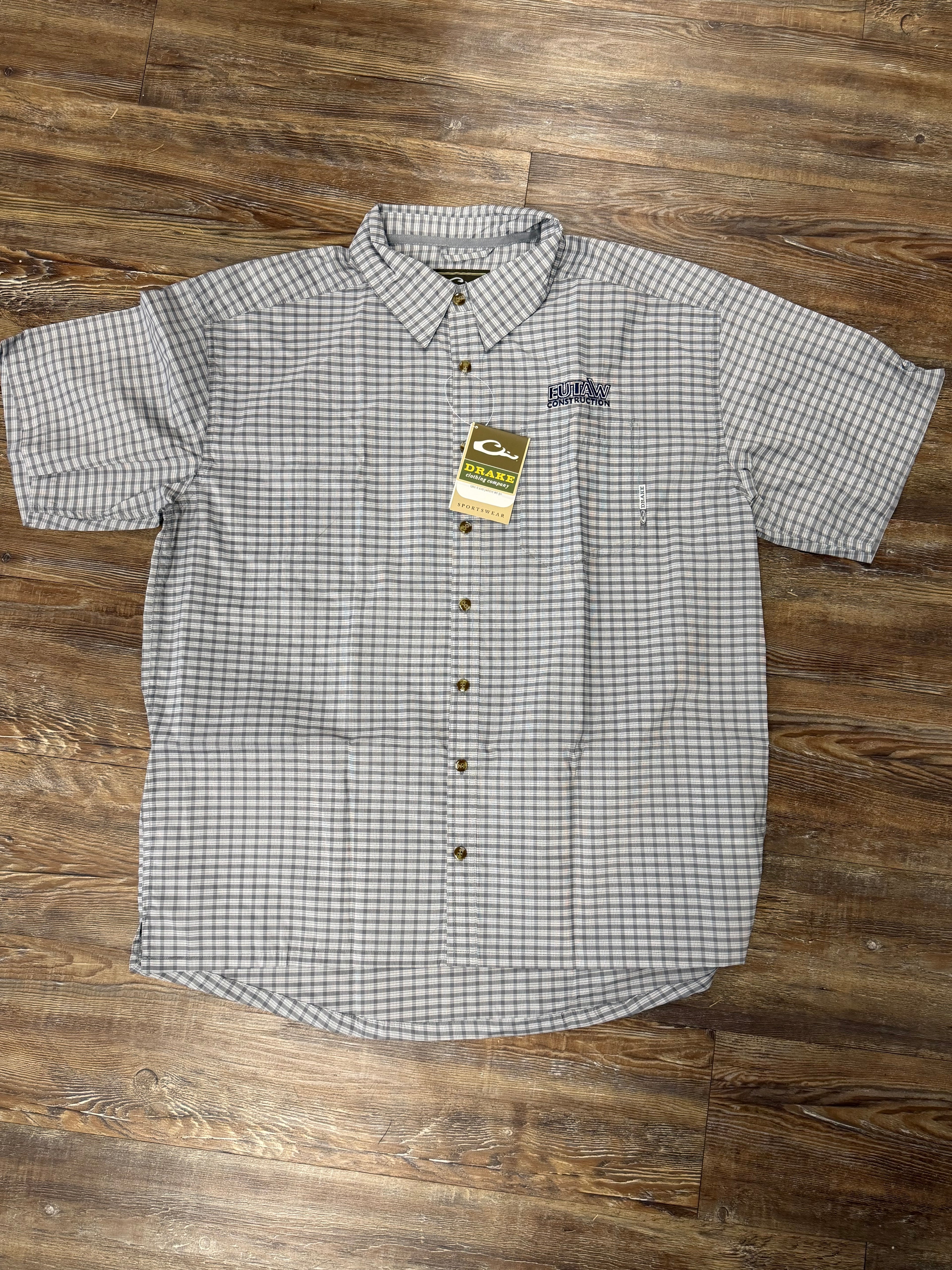 Drake button up polo grey/white