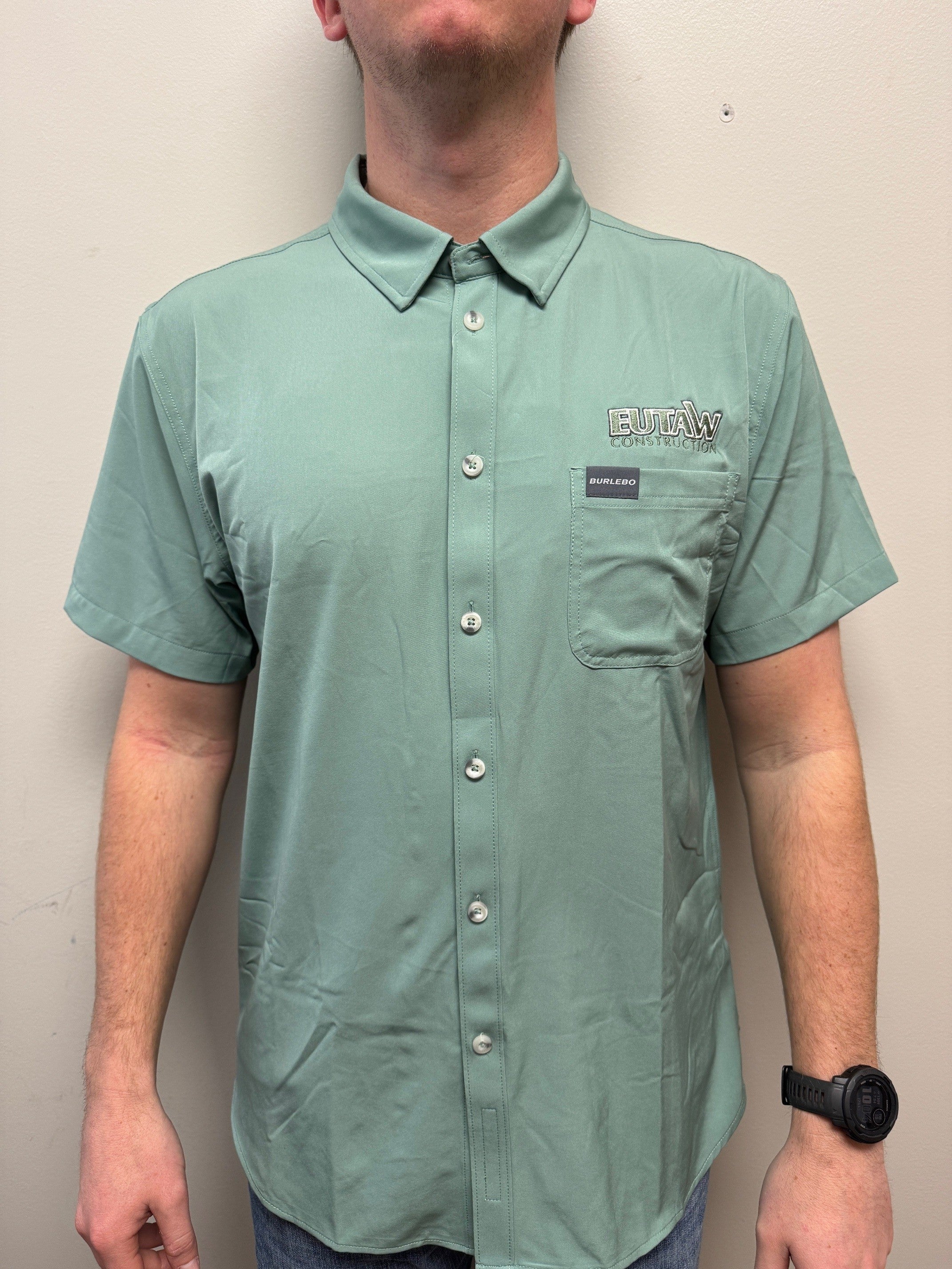Burlebo Performance Button Up -- Ocean Swell